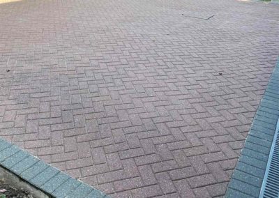 Brick paved parking area after cleaning