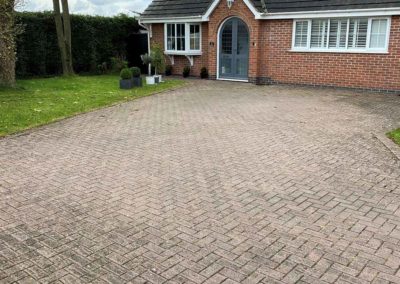 Large brick driveway before cleaning