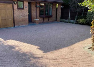 Stained brick driveway after cleaning